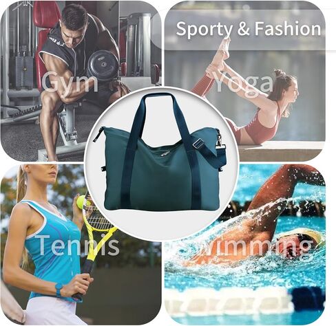 WALNEW Gym Duffel Bag for Women Men, Travel Carry on Weekender Overnight Tote Bags, Lightweight Waterproof Personal Item Bag for Sports, Dance, Workout with Wet Pocket, Peacock Blue in Saudi Arabia