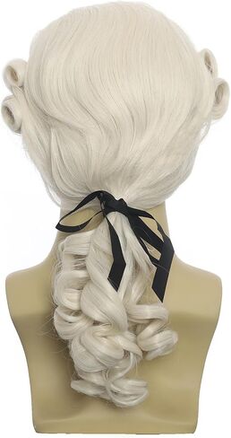 Elaine Men Judge Colonial Wigs 16 Inch Wavy Medium Length Wig Curly Washington Halloween Costume Cosplay Wig (White) in Saudi Arabia