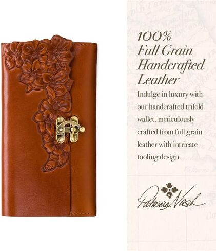 محفظة باتريشيا ناش تيريزا النسائية - محفظة للنقود وبطاقات الائتمان للنساء، محفظة رفيعة أنيقة للنساء من الجلد الحقيقي، محفظة نسائية صغيرة، محفظة لحمل النقود للنساء، أسمر ضارب للصفرة in Kuwait