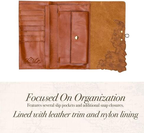 محفظة باتريشيا ناش تيريزا النسائية - محفظة للنقود وبطاقات الائتمان للنساء، محفظة رفيعة أنيقة للنساء من الجلد الحقيقي، محفظة نسائية صغيرة، محفظة لحمل النقود للنساء، أسمر ضارب للصفرة in Kuwait