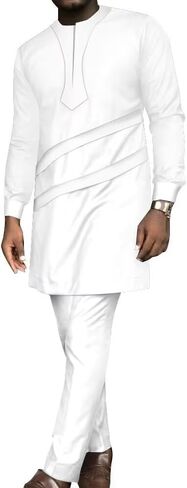 African Mens Clothes Sets Long Sleeve African Shirts and Pants 2 Piece Set Dashiki Outfits Patchwork African Attire in Saudi Arabia
