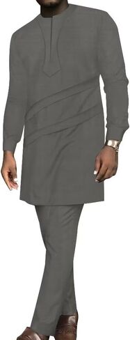 African Mens Clothes Sets Long Sleeve African Shirts and Pants 2 Piece Set Dashiki Outfits Patchwork African Attire in Saudi Arabia