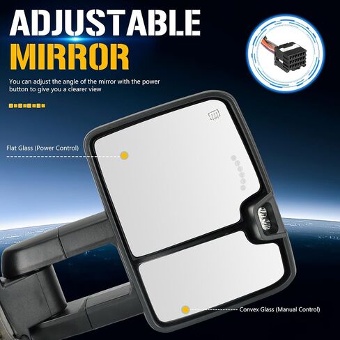 Towing Tow Mirrors Fit for Chevrolet Fit for GMC for Silverado Sierra 1500 2014-2018 for Silverado Sierra 2500HD 3500 HD 2015-2018 with Power Heated Smoke Turn Signal Running Light Manual Telescoping in Saudi Arabia