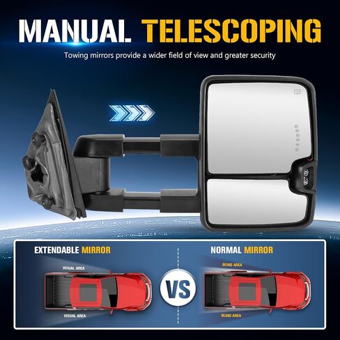 Towing Tow Mirrors Fit for Chevrolet Fit for GMC for Silverado Sierra 1500 2014-2018 for Silverado Sierra 2500HD 3500 HD 2015-2018 with Power Heated Smoke Turn Signal Running Light Manual Telescoping in Saudi Arabia