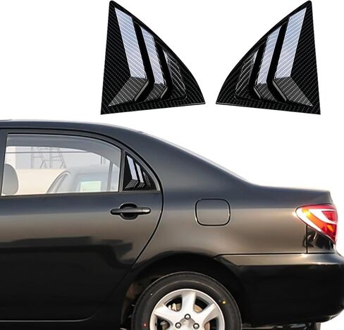 for Toyota Corolla GL GLI XLI 2009 2010 2011 2012 2013 Window Louvers Rear Side Window Louvers Air Vent Scoop Shades Cover Blinds Trim Exterior Accessories 2PCS(Carbon Fiber) in Saudi Arabia