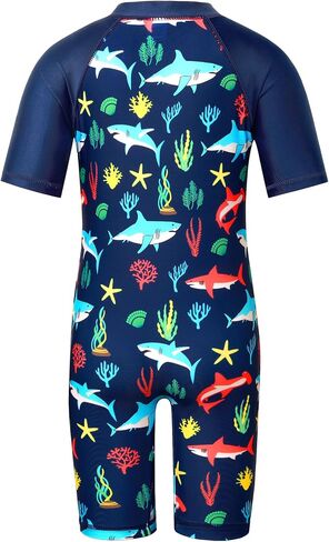 TFJH E One-Piece Boys Short Sleeve Swimsuits Rash Guard Suits Swimwear 50+ UV Sun Protective Zip in Saudi Arabia