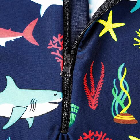 TFJH E One-Piece Boys Short Sleeve Swimsuits Rash Guard Suits Swimwear 50+ UV Sun Protective Zip in Saudi Arabia