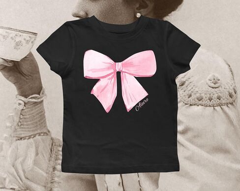 Short Sleeve Graphic T Shirts for Women Teens Y2k Bow Print Aesthetic Crop Tops Cute Baby Tee Summer Fashion 2024 in Kuwait