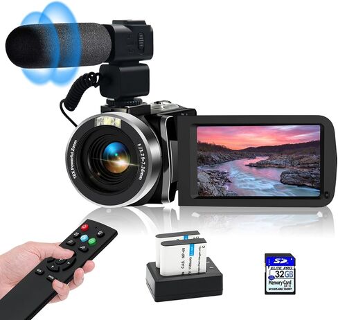 Camcorders Video Camera 4k with 3" Touch Screen and 32G Card, WiFi Digital Camera, 18X Digital Zoom, Vlogging Camera for YouTube Video Recording, Kids Video Camera, Remote, Microphone in Kuwait