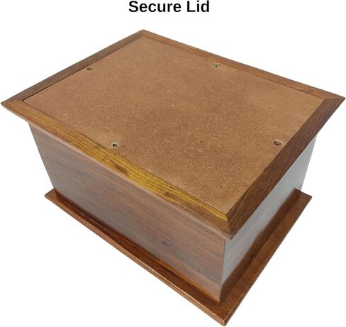 wooden Urn for Human Ashes-Black & White Shaded Cross Engraved-Wooden Urns HandCrafted Funeral Cremation Urn for Ashes Rosewood Decorative urn-keepsake Cremation urn Box (8'' x 6'' x4.5'') in Kuwait