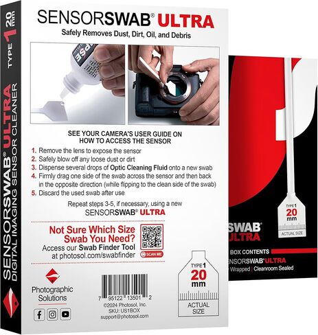Photographic Solutions Sensor Swab Ultra 17mm Type-2 Digital Imaging Sensor Cleaner Swabs for Cleaning APS-C Mirrored or Mirrorless Cameras. Sensor Dust & Oil Remover (Pack of 12) in Kuwait