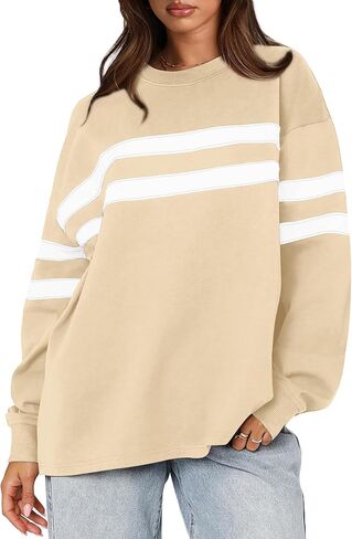 WIHOLL Womens Oversized Sweatshirts Casual Crewneck Long Sleeve Tops Comfy Striped Shirts Fall Fashion Pullover 2024 in Kuwait