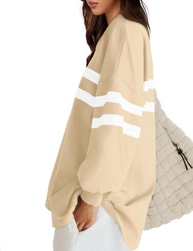 WIHOLL Womens Oversized Sweatshirts Casual Crewneck Long Sleeve Tops Comfy Striped Shirts Fall Fashion Pullover 2024 in Kuwait