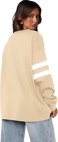 WIHOLL Womens Oversized Sweatshirts Casual Crewneck Long Sleeve Tops Comfy Striped Shirts Fall Fashion Pullover 2024 in Kuwait