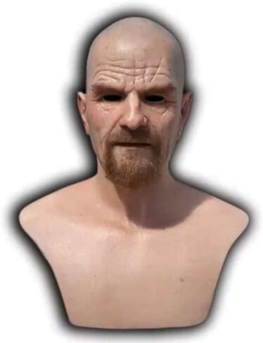 قناع كلاسيكي للرجل العجوز الأصلع الواقعي، قناع Breaking Bad Walter الأبيض للبالغين، دعائم حفلات الهالوين، وردي كبير in Saudi Arabia