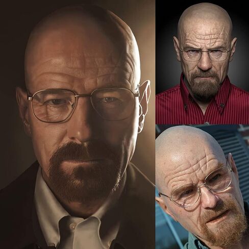 قناع كلاسيكي للرجل العجوز الأصلع الواقعي، قناع Breaking Bad Walter الأبيض للبالغين، دعائم حفلات الهالوين، وردي كبير in Saudi Arabia