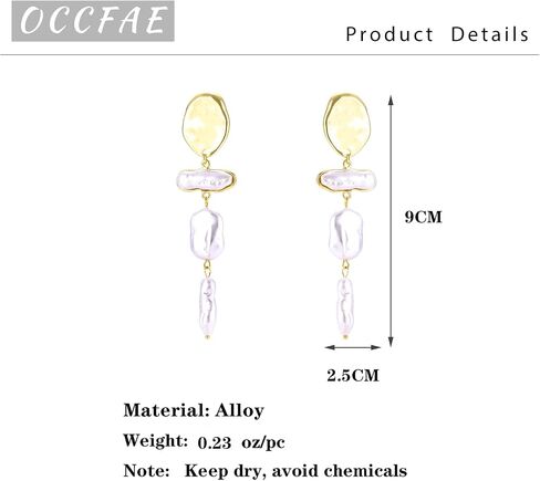 Long Gold Clip on Pearl Earrings for Women Non Pierced Dangle Earrings in Saudi Arabia