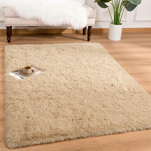 Andecor Soft Fluffy Bedroom Rugs, 3 x 5 Feet Indoor Shaggy Plush Area Rug for Boys Girls Kids Baby College Dorm Living Room Home Decor Floor Carpet, Black in Kuwait