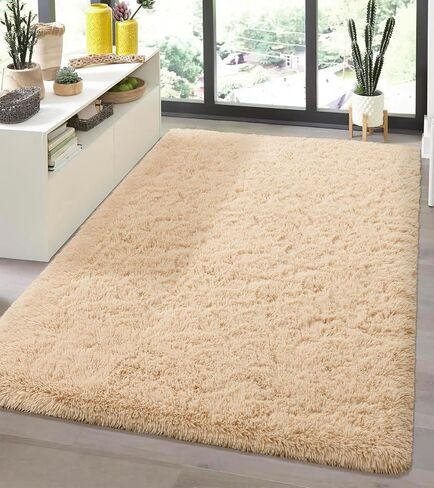 Andecor Soft Fluffy Bedroom Rugs, 3 x 5 Feet Indoor Shaggy Plush Area Rug for Boys Girls Kids Baby College Dorm Living Room Home Decor Floor Carpet, Black in Kuwait