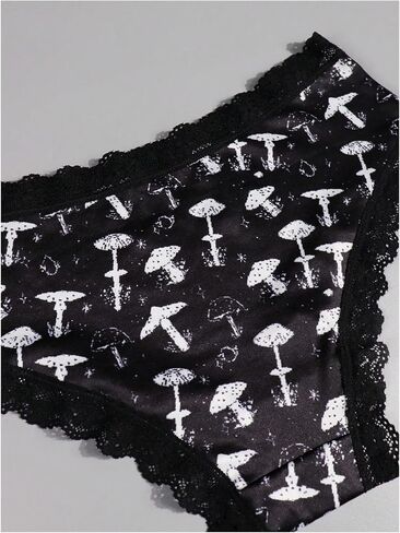 WDIRARA Women's 4 Pieces Gothic Lace Hipster Panties Set Low Rise Halloween Skull Underwear in Saudi Arabia