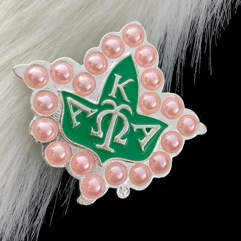 Sorority Paraphernalia Brooch Pin Gift for Women Pink White Pearl Enamel Brooch Girls Graduation Gifts in Saudi Arabia