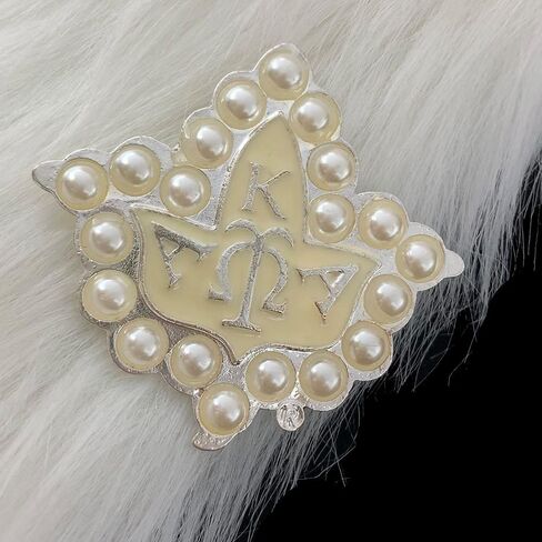 Sorority Paraphernalia Brooch Pin Gift for Women Pink White Pearl Enamel Brooch Girls Graduation Gifts in Saudi Arabia