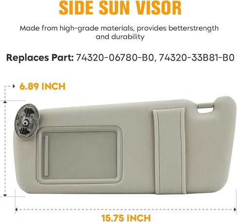 Left & Right Driver Passenger Side Sun Visor Beige without Sunroof for Toyota Camry 2007 2008 2009 2010 2011, Replace for 74310-06750-E0, 74320-06780-B0 in Saudi Arabia