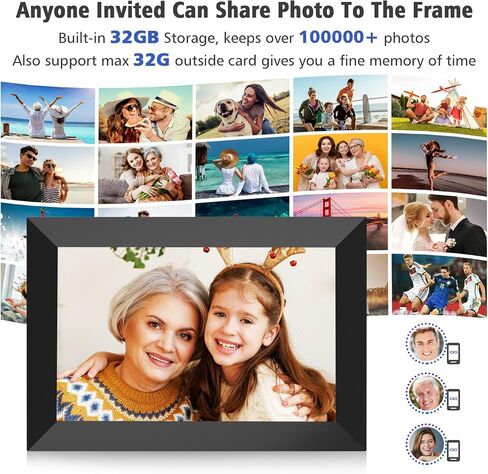 Uhale Digital Photo Frame 32GB Storage 10.1 Inch WiFi Electronic Picture Frame Desktop IPS Touch Screen HD Display SD Card Slot Auto-Rotate Slideshow Share Videos Photos Send Wishes Remotely in Saudi Arabia