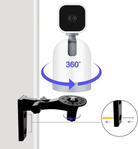 Wall Mount Compatible with Blink Mini Pan-Tilt Camera WYZE Cam Pan V3 Ceiling Black Mounting180 Degree Adjustable Camera Security Mount Easy to Install Outdoor Indoor, 2 Pack | Ceiling Black Mounting180 Degree Adjustable Camera Security Mount for Outdoor  in Saudi Arabia