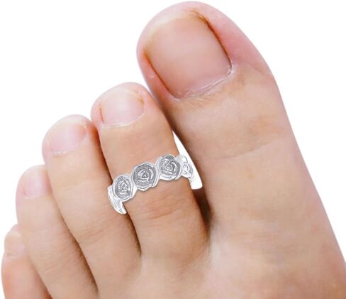 Adjustable Roses Midi Toe Ring for Women Foot Jewelry in 14k Gold Plated 925 Sterling Silver, Gift Jewelry for Her, Wife in Saudi Arabia