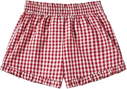 Y2k Womens Ruffle Boxer Shorts Plaid Gingham Print Lounge Pajama Shorts Cute Striped Checkered Pj Bottoms Sleep in Saudi Arabia