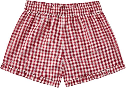 Y2k Womens Ruffle Boxer Shorts Plaid Gingham Print Lounge Pajama Shorts Cute Striped Checkered Pj Bottoms Sleep in Saudi Arabia