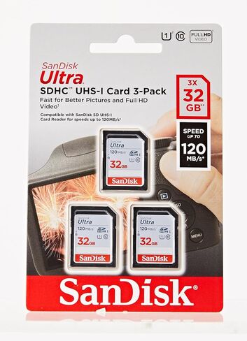 SanDisk 32GB Ultra SDHC UHS-I Memory Card - 120MB/s, C10, U1, Full HD, SD Card - SDSDUN4-032G-GN6IN [Older Version] in Saudi Arabia