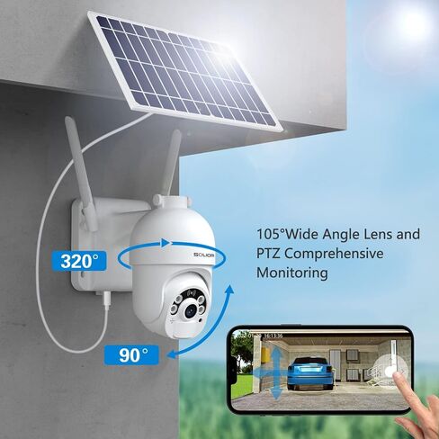 SOLIOM Solar Security Cameras Wireless Outdoor WiFi 2.4GHz [24/7 Record] with 20W Solar Panel, 20000mAh Battery,360°Pan Tilt, Spotlight Color Night Vision,2-Way Talk, Motion Detection,IP65 SL800-WIFI in Saudi Arabia