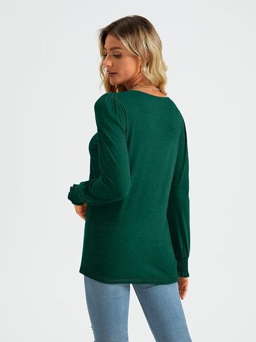 AUTOMET Long Sleeve Shirts Womens Pleated Business Casual Blouses with Smocked Cuffs in Kuwait