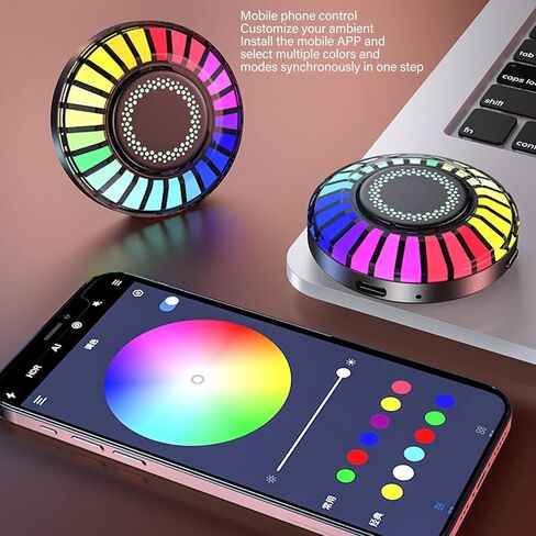 أضواء السيارة الداخلية، قطعتان من مصباح إيقاع RGB المغناطيسي، تغيير لون 32 بت، التحكم في التطبيق، ضوء إيقاع LED للموسيقى لمنزل السيارة in Saudi Arabia