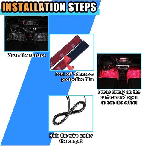 Universal Car LED Strip Light, USB Port Auto Interior Decorative Lamp, 12V Under Dash Ambient Night Light, 24 LEDs RGB Neon Interior Atmosphere Lights, LED Ambient Lights for Car SUV (Red, USB) in Saudi Arabia