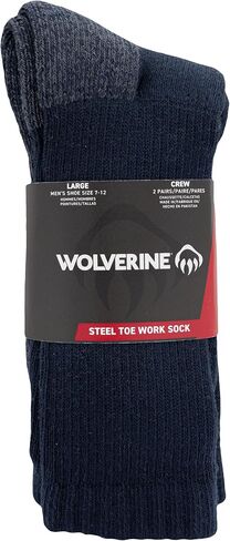 Wolverine Men's Steel Toe Cotton Work Boot Crew Socks-2 Pairs-Durable Cushioning in Saudi Arabia