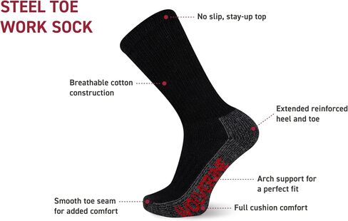 Wolverine Men's Steel Toe Cotton Work Boot Crew Socks-2 Pairs-Durable Cushioning in Saudi Arabia