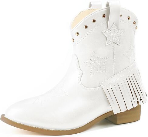 Eithy Cowgirl Cowboy Ankle Embroidered Western Boots Side Zipper Riding Boots with Tassel for Little Kid/Big Kid in Saudi Arabia