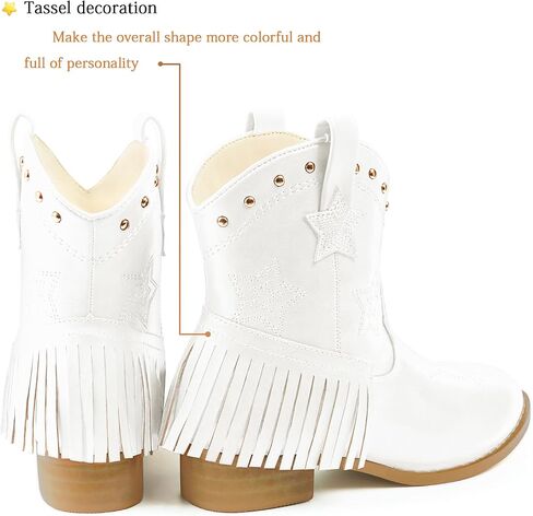 Eithy Cowgirl Cowboy Ankle Embroidered Western Boots Side Zipper Riding Boots with Tassel for Little Kid/Big Kid in Saudi Arabia