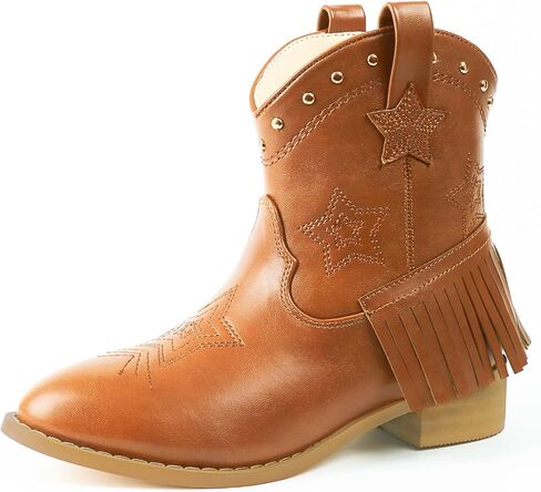 Eithy Cowgirl Cowboy Ankle Embroidered Western Boots Side Zipper Riding Boots with Tassel for Little Kid/Big Kid in Saudi Arabia