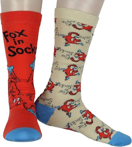 جوارب طويلة للركبة بتصميم شخصية دكتور سيوس كيد فوكس غير متطابقة in Kuwait