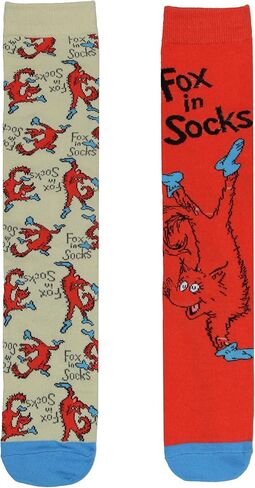 جوارب طويلة للركبة بتصميم شخصية دكتور سيوس كيد فوكس غير متطابقة in Kuwait