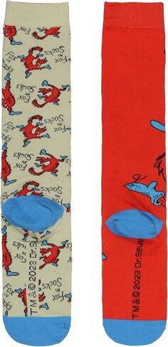 جوارب طويلة للركبة بتصميم شخصية دكتور سيوس كيد فوكس غير متطابقة in Kuwait