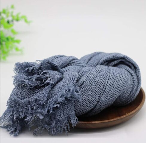 Luxury Baby Photography Props Blanket Newborn Photo Shoot Outfits Blanket Knitted Baby Photo Props Wrap Swaddle (Denim Blue) in Saudi Arabia