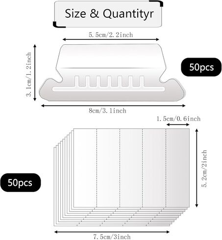 Giantree 50 Pcs Hanging File Folder Tabs with 50 Pcs Inserts, 2" Colorful Plastic File Tabs for Hanging Folders in Saudi Arabia
