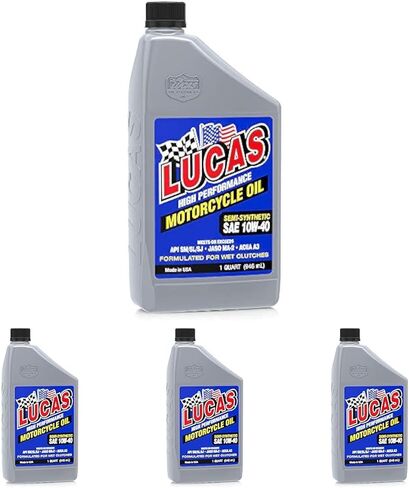 Lucas Oil LUC10710 10W-40 Semi-Synthetic Motorcycle Oil - 1 Quart Bottle in Saudi Arabia