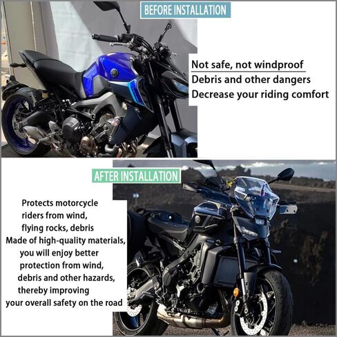 for MT-09 MT09 MT 09 mt09 2024 Motorcycle Accessories Acrylic Windscreen Windshield Visor Deflector Bracket (Transparent) in Saudi Arabia