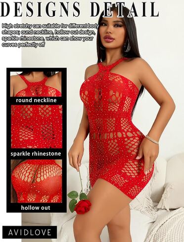 Avidlove Sexy Lingeries Fishnet Lingerie for Women Mesh Fishnets Bodycon Dresses Hollow Out Stripper Outfit in Saudi Arabia